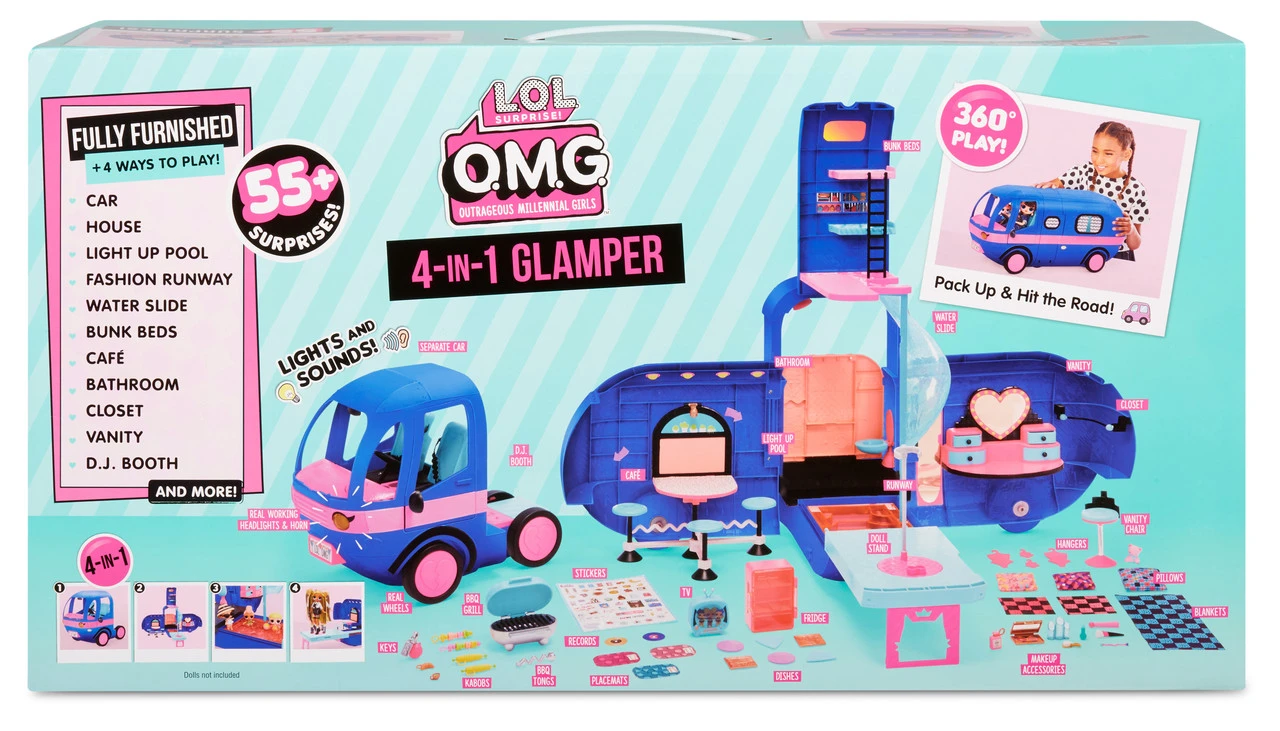 LOL Surprise! O.M.G. 4-in-1 Glamper Fashion Camper With 55+ Surprises (Electric Blue) - Image 6