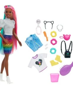 Barbie Leopard Rainbow Hair Dolls -Barbie Shop GRN82 C 21 247 99022.1652673859