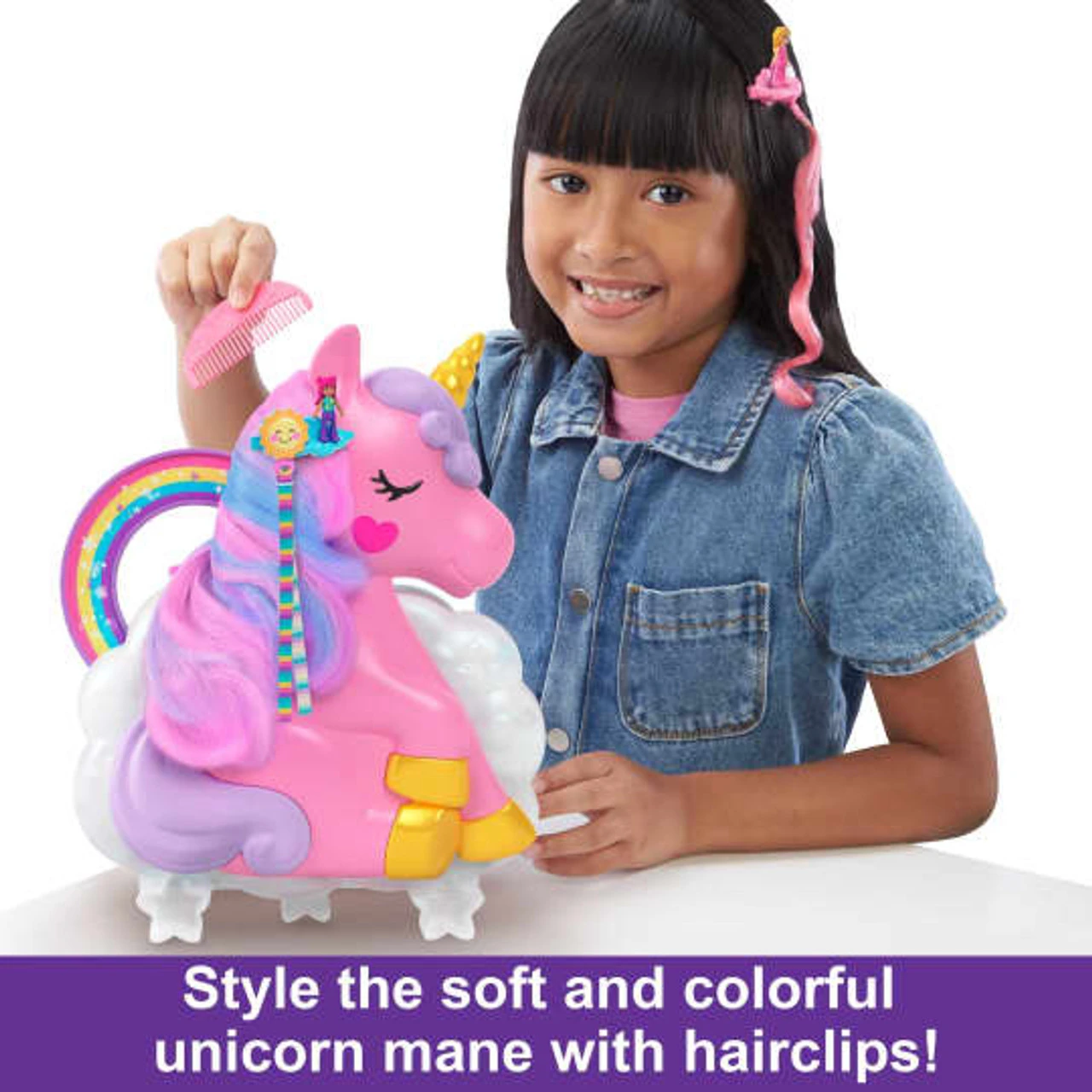 Polly Pocket Rainbow Unicorn Salon Playset 7 Polly Pocket Rainbow Unicorn Salon Playset - Image 5